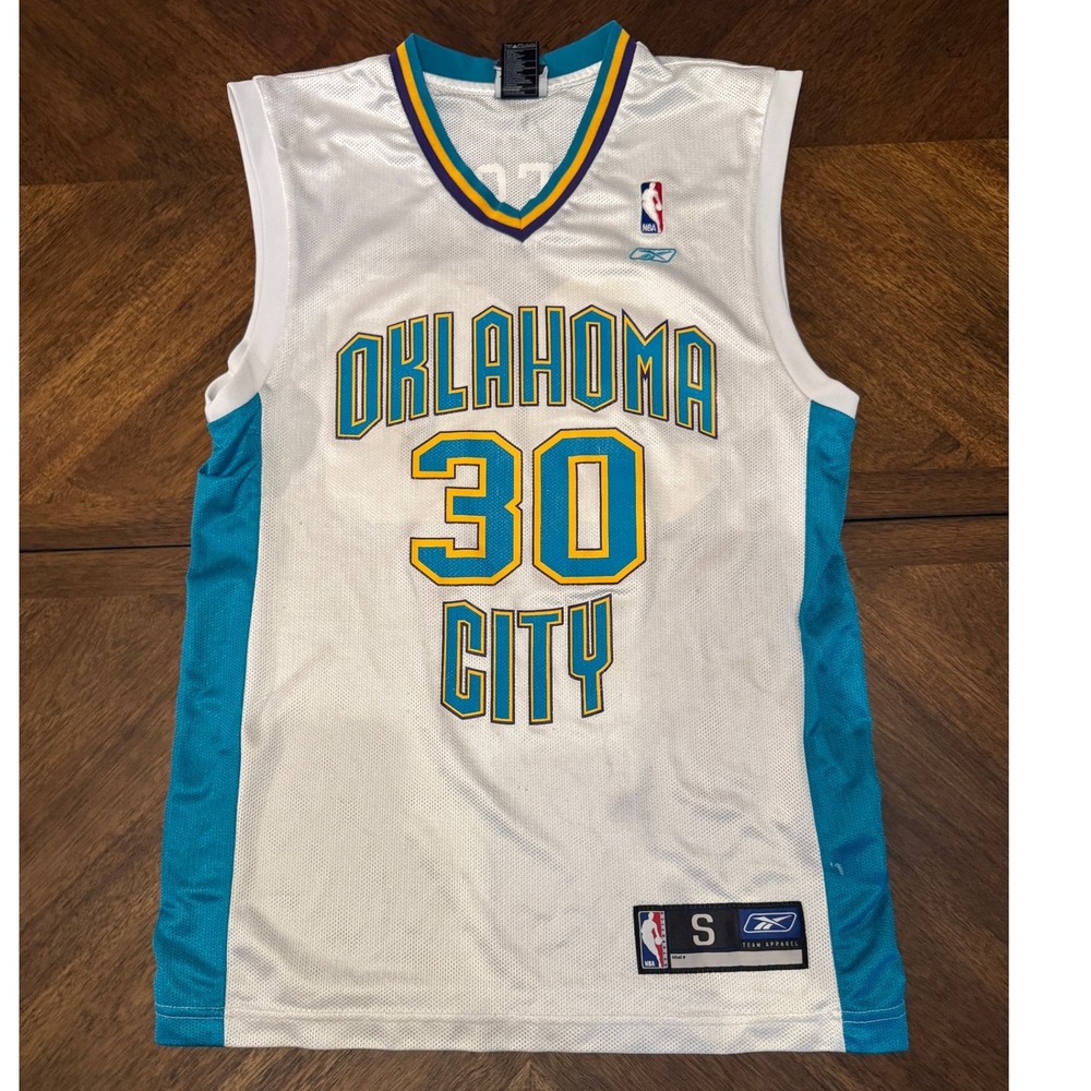 Reebok NBA Oklahoma City Thunder Jersey #30 West White Teal Small S |W1